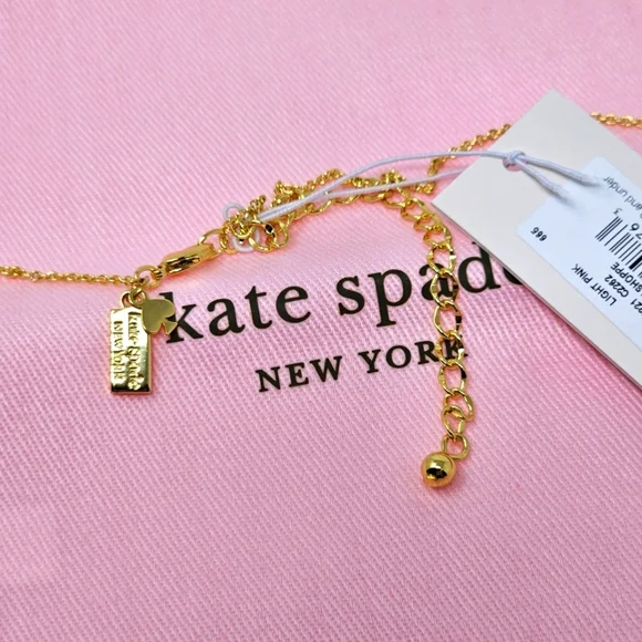 Kate Spade Necklace ♤ Bow Shop RowGold & Pink Bows Long Necklace